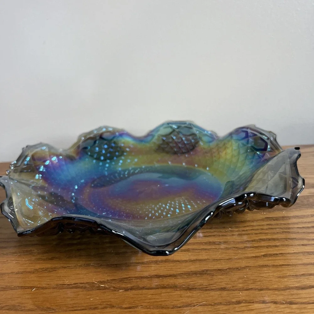 Vintage Indiana Blue Carnival Glass 10